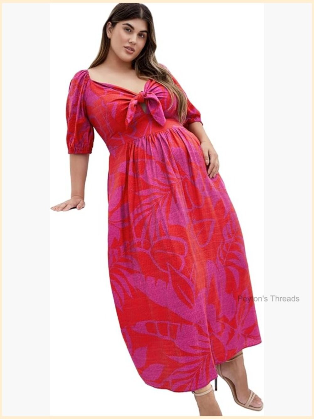 Plus Size Maxi Dress with Pockets - V-Neck Floral A-Line
